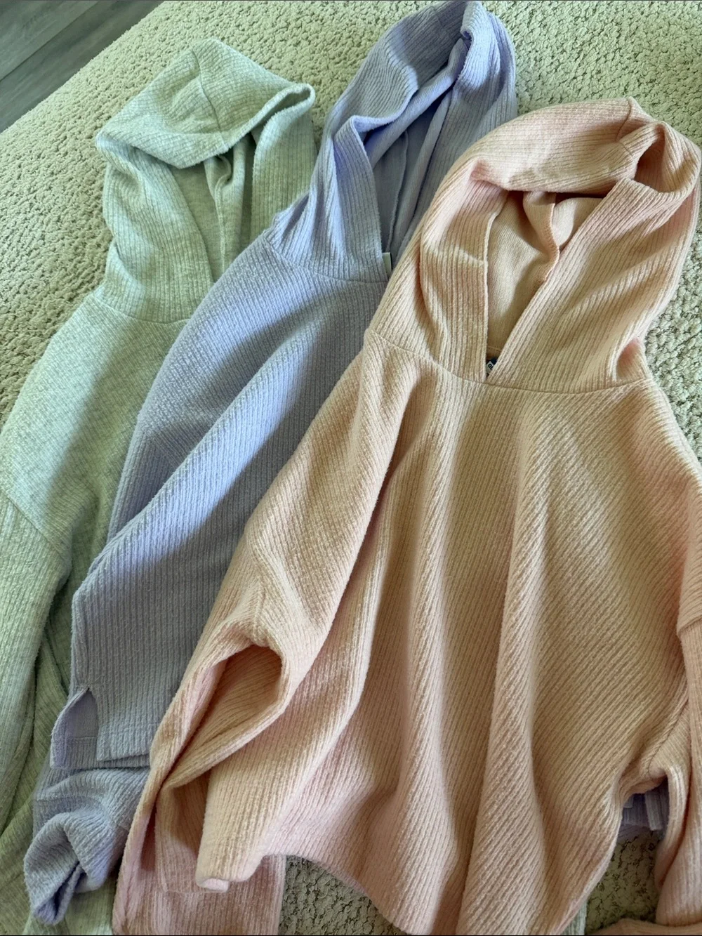 Old Navy Hooded Ribbed Poncho - Pastel Pink, Lavender & Gray